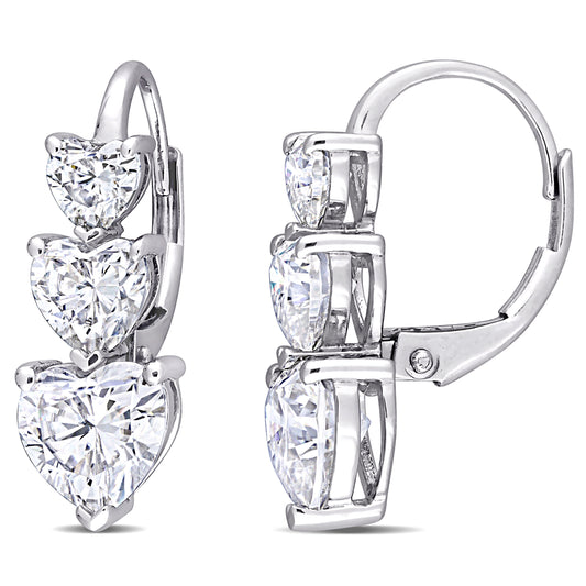 3 1/2 CT DEW Created Moissanite-White LeverBack Earrings 10k White Gold