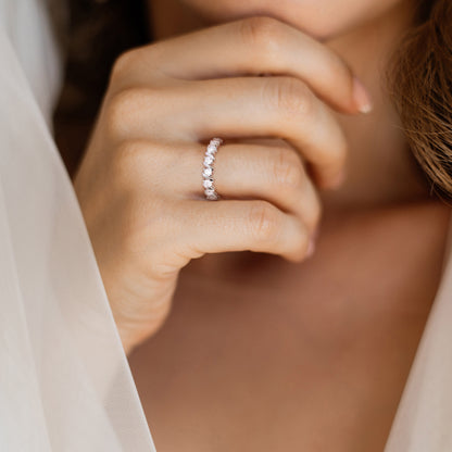 1 ct Dew created moissanite-white eternity ring silver