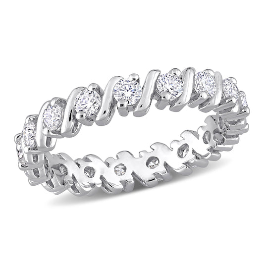 1 ct Dew created moissanite-white eternity ring silver