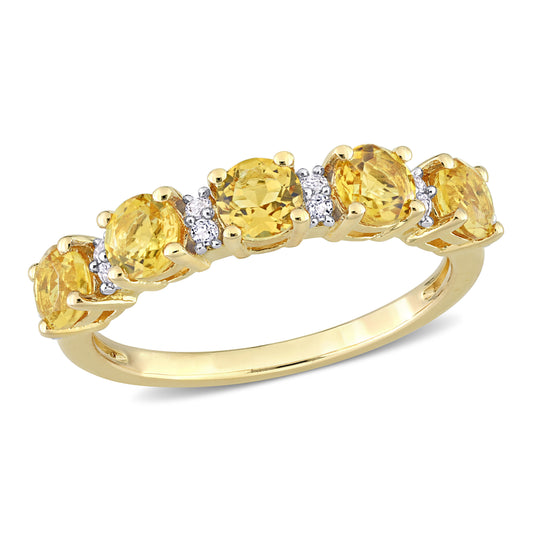 1 3/5 ct TGW Citrine white topaz fashion ring yellow silver