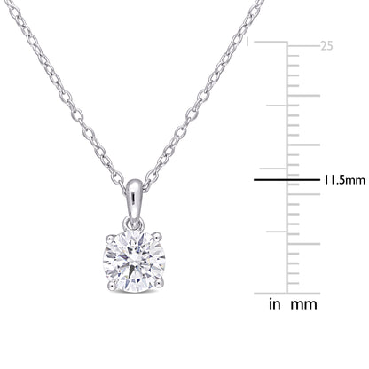 1 ct Dew created moissanite-white Solitaire pendant with chain silver