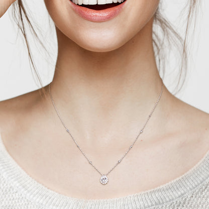 1 1/2 ct Moissanite Teardrop Station Necklace with By-The-Yard Silver Chain 18 inch