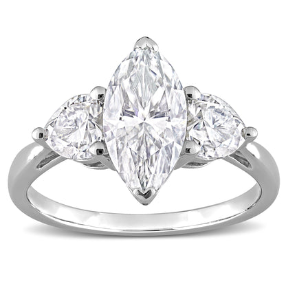 2 1/2 ct Dew created moissanite-white fashion ring silver