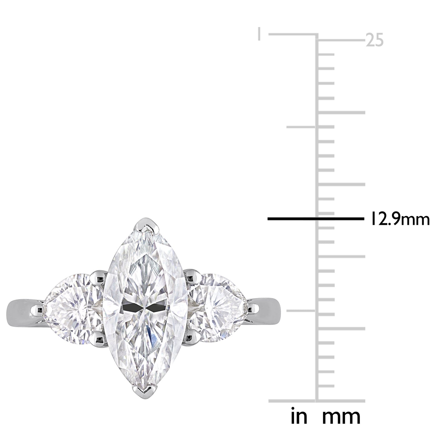 2 1/2 ct Dew created moissanite-white fashion ring silver