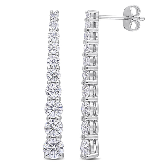 Moissanite Graduated Linear Dangle Earrings