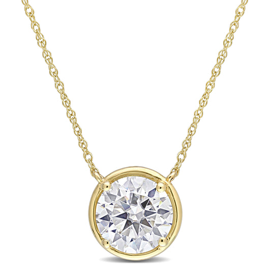 2 CT Dew created moissanite-white fashion pendant with chain 10k yellow gold
