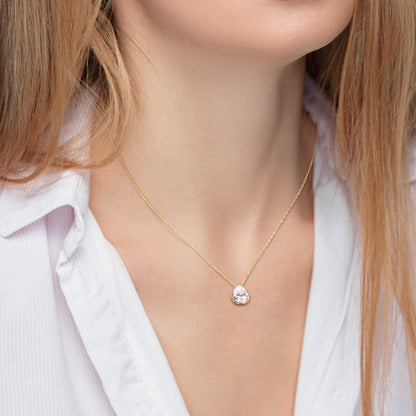 2 CT DEW Created Moissanite Teardrop Pendant With Chain 10k Yellow Gold