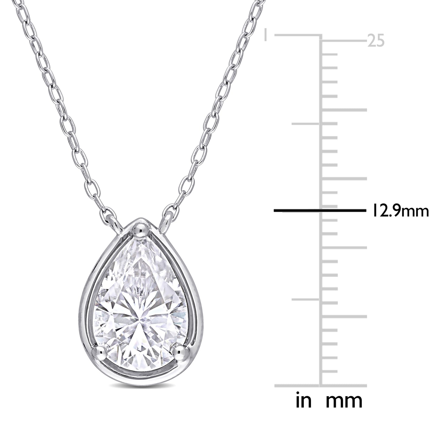 2 ct Dew created moissanite Teardrop fashion pendant with chain silver