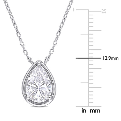 2 ct Dew created moissanite Teardrop fashion pendant with chain silver