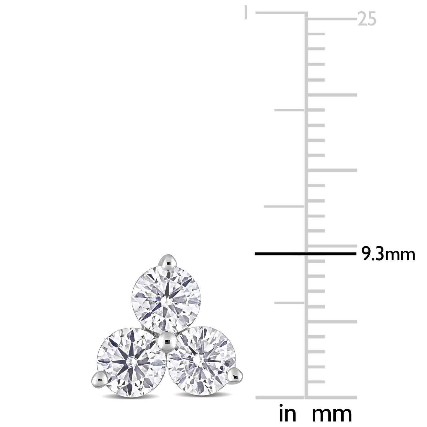Moissanite Three Stone Clover Clustered Studs