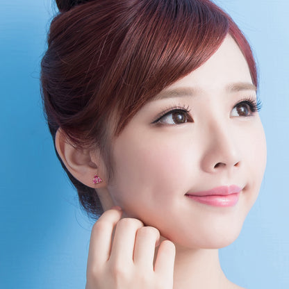 Ruby and White Sapphire Studs Earings