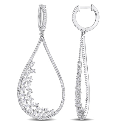 1 5/8 ct Dew created moissanite-white hoop earrings silver