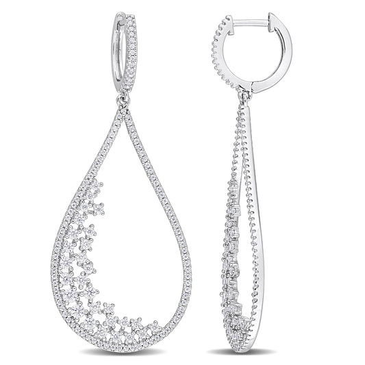 1 5/8 ct Dew created moissanite-white hoop earrings silver
