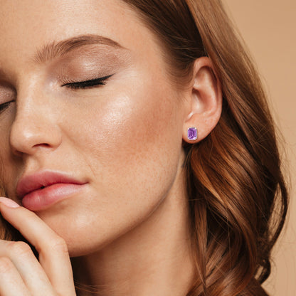 2 ct TGW Amethyst Bezel Studs