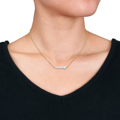White Freshwater Cultured Pearl Fashion Pendant With Chain Yellow Silver 18KY Micron Plated
