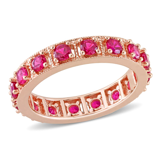 1 5/8 ct TGW Created ruby fashion ring pink silver