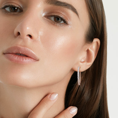 8 3/8 ct TGW Created white sapphire hoop earrings silver