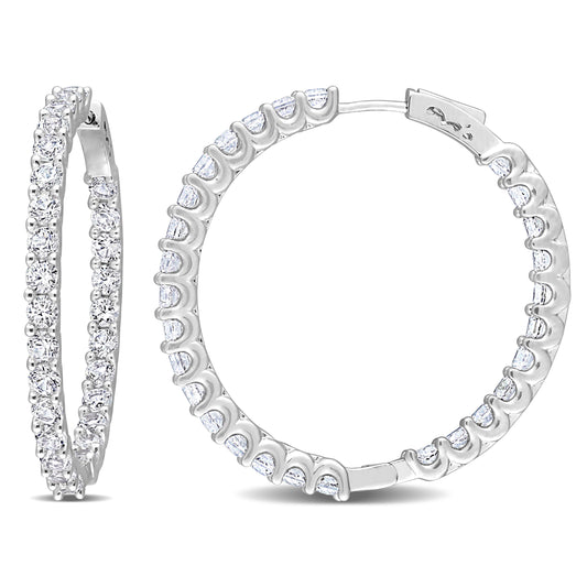 8 3/8 ct TGW Created white sapphire hoop earrings silver