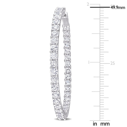 11 3/4 CT TGW Created White Sapphire Hoop Earrings Silver