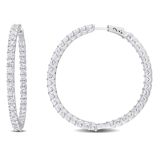 11 3/4 CT TGW Created White Sapphire Hoop Earrings Silver