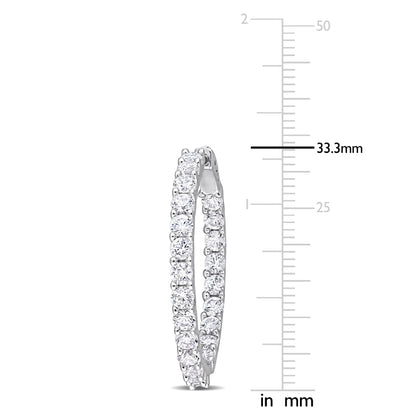 6 7/8 ct TGW Created white sapphire hoop earrings silver
