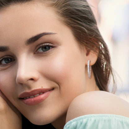 6 7/8 ct TGW Created white sapphire hoop earrings silver
