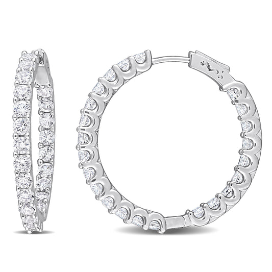 6 7/8 ct TGW Created white sapphire hoop earrings silver