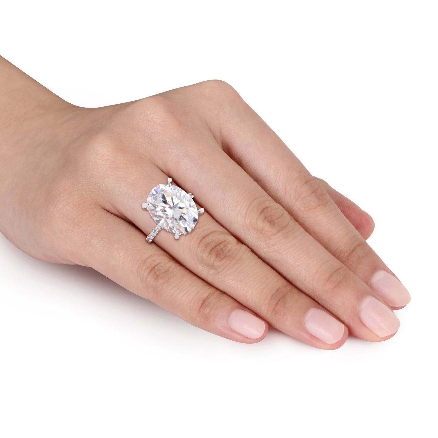 8 CT DEW Created Moissanite-White Fashion Ring 10k White Gold