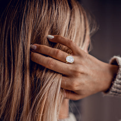 8 CT DEW Created Moissanite-White Fashion Ring 10k Yellow Gold