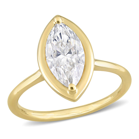 1 1/2 CT DEW Created Moissanite-White Fashion Ring 10k Yellow Gold Yellow Plated