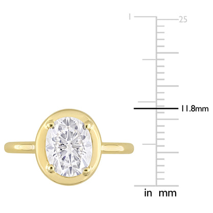 2ct Dew oval shape created moissanite engagement ring in 10k yellow gold