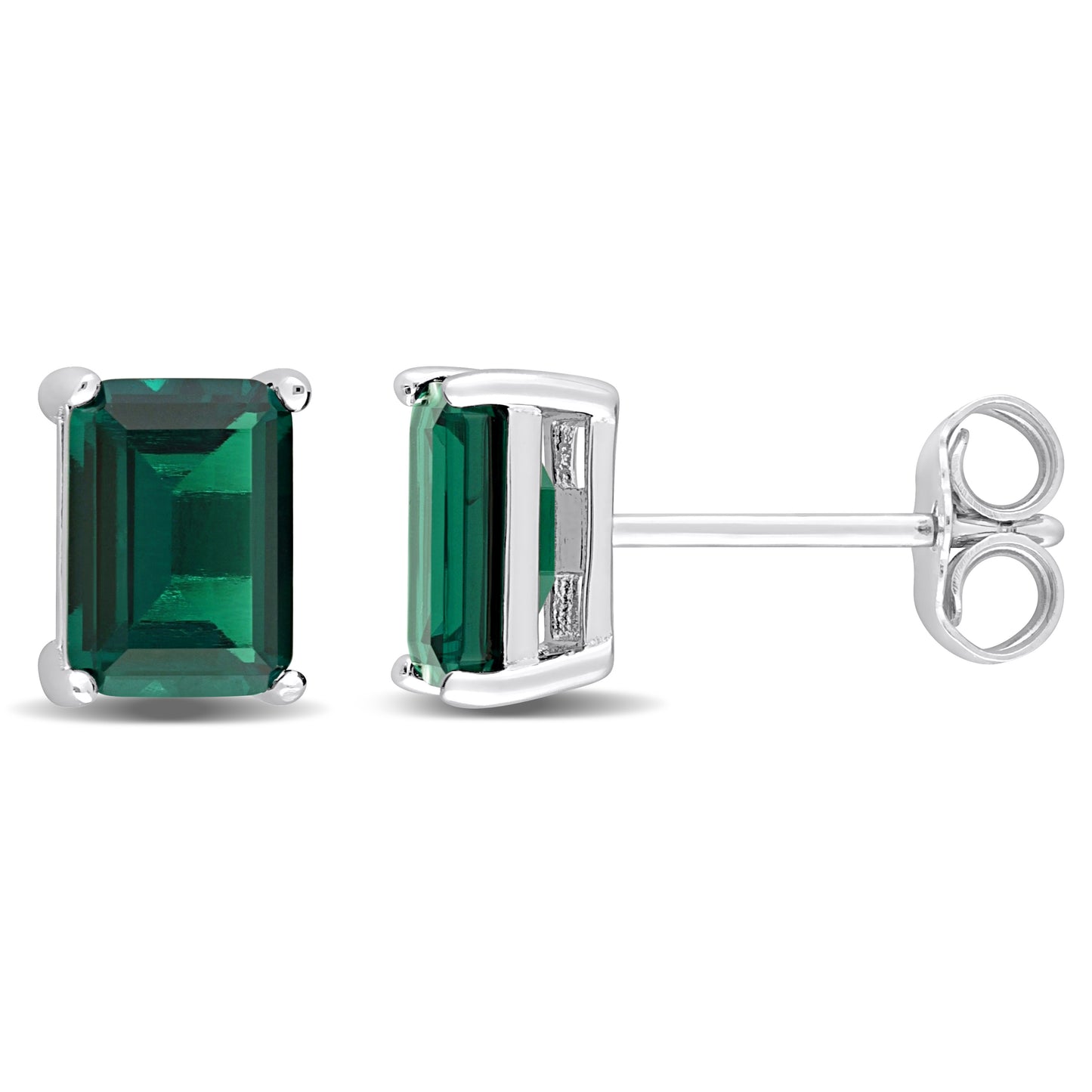 1 4/5 ct TGW created emerald octagon fashion post earrings silver