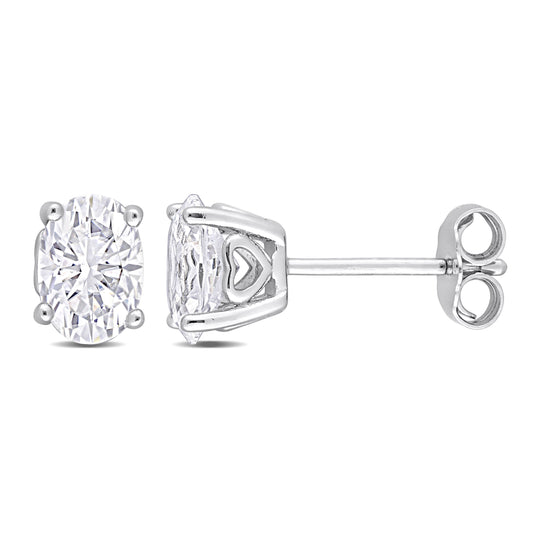 2.54 ct TGW Created white sapphire Oval fashion post earrings silver
