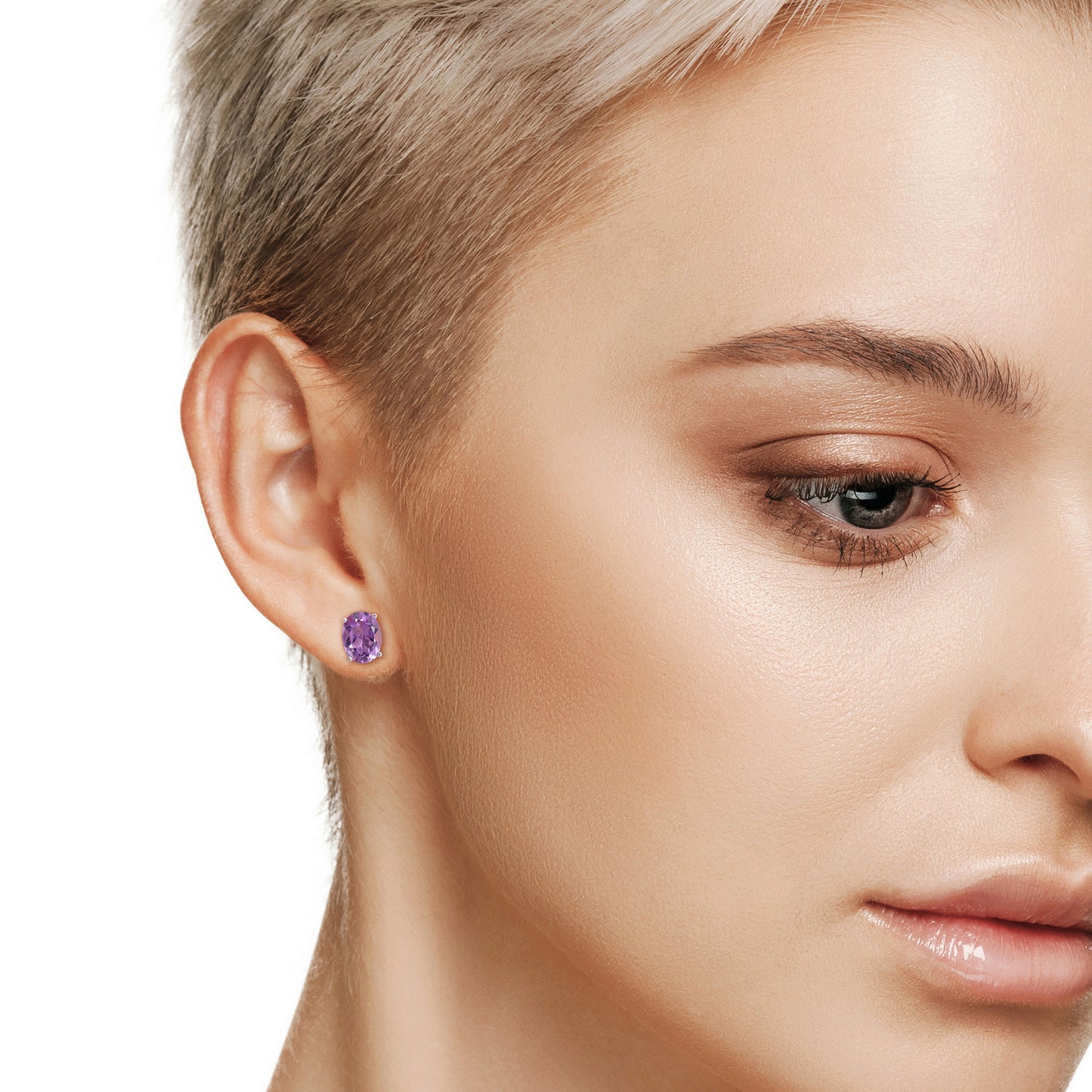 4 ct TGW Amethyst fashion post earrings silver
