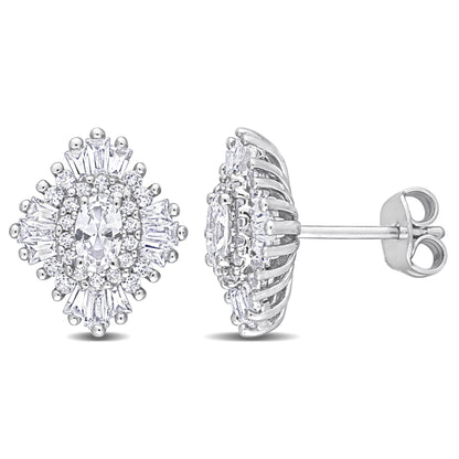 2 7/8 ct TGW Created white sapphire Starburst Silver Earring