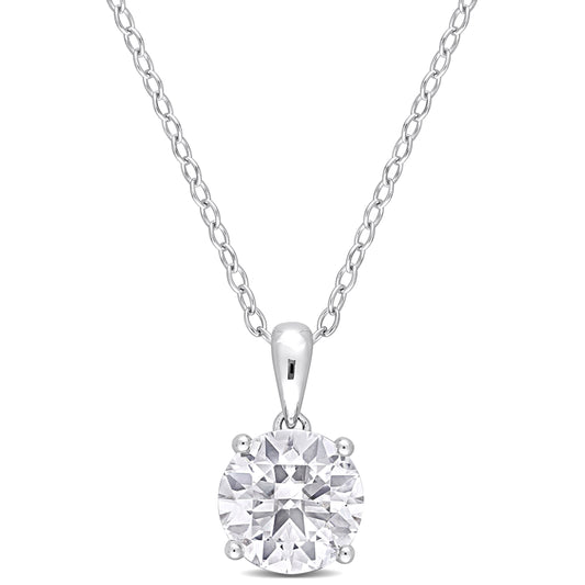 2 1/3 ct TGW White topaz fashion pendant with chain silver