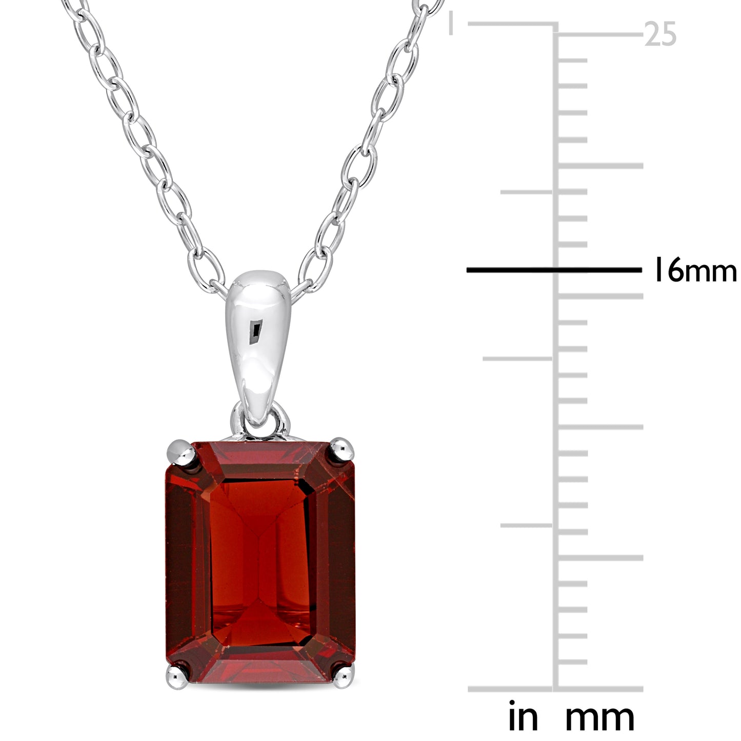 2 1/2 ct TGW Garnet fashion pendant with chain silver