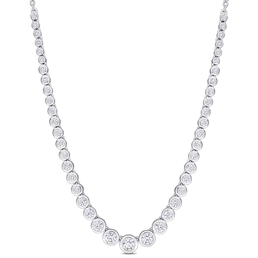 Moissanite Graduated Round Bezel Necklace