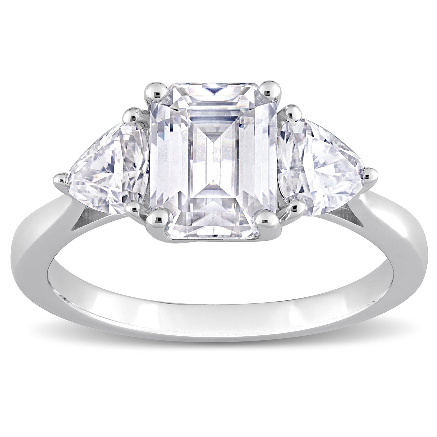 2 3/4 ct Dew created moissanite octagon and trilliant ring