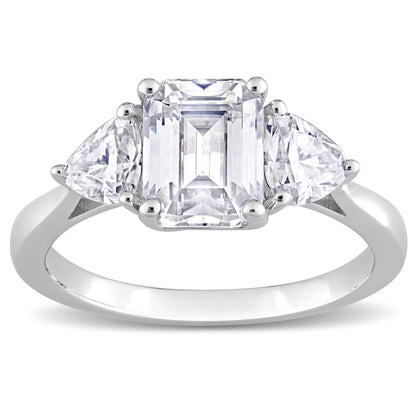 2 3/4 ct Dew created moissanite octagon and trilliant ring