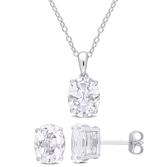 6 3/4 ct TGW white topaz set with chain silver