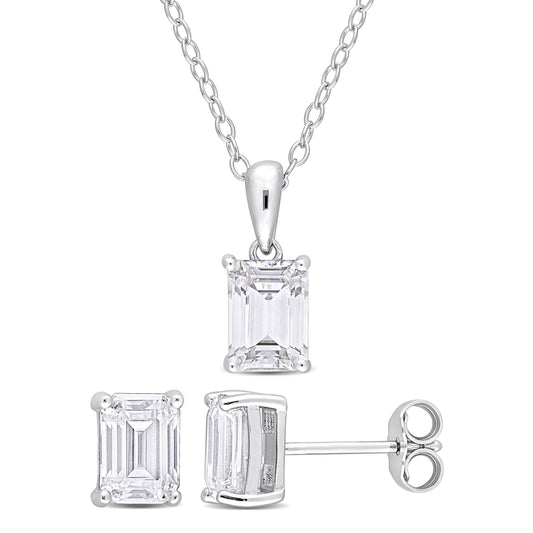 3 3/4 CT TGW White Topaz Set With Chain Silver