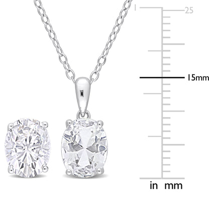 6 3/4 ct TGW Oval white topaz set Necklace and Earrings