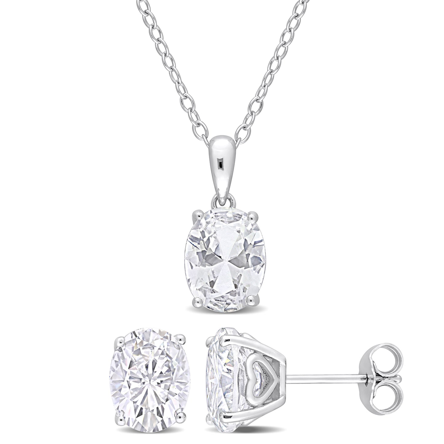 6 3/4 ct TGW Oval white topaz set Necklace and Earrings