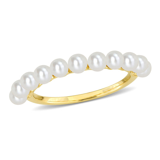 3 - 3.5 MM White Freshwater Cultured Pearl Fashion Ring 14k Yellow Gold