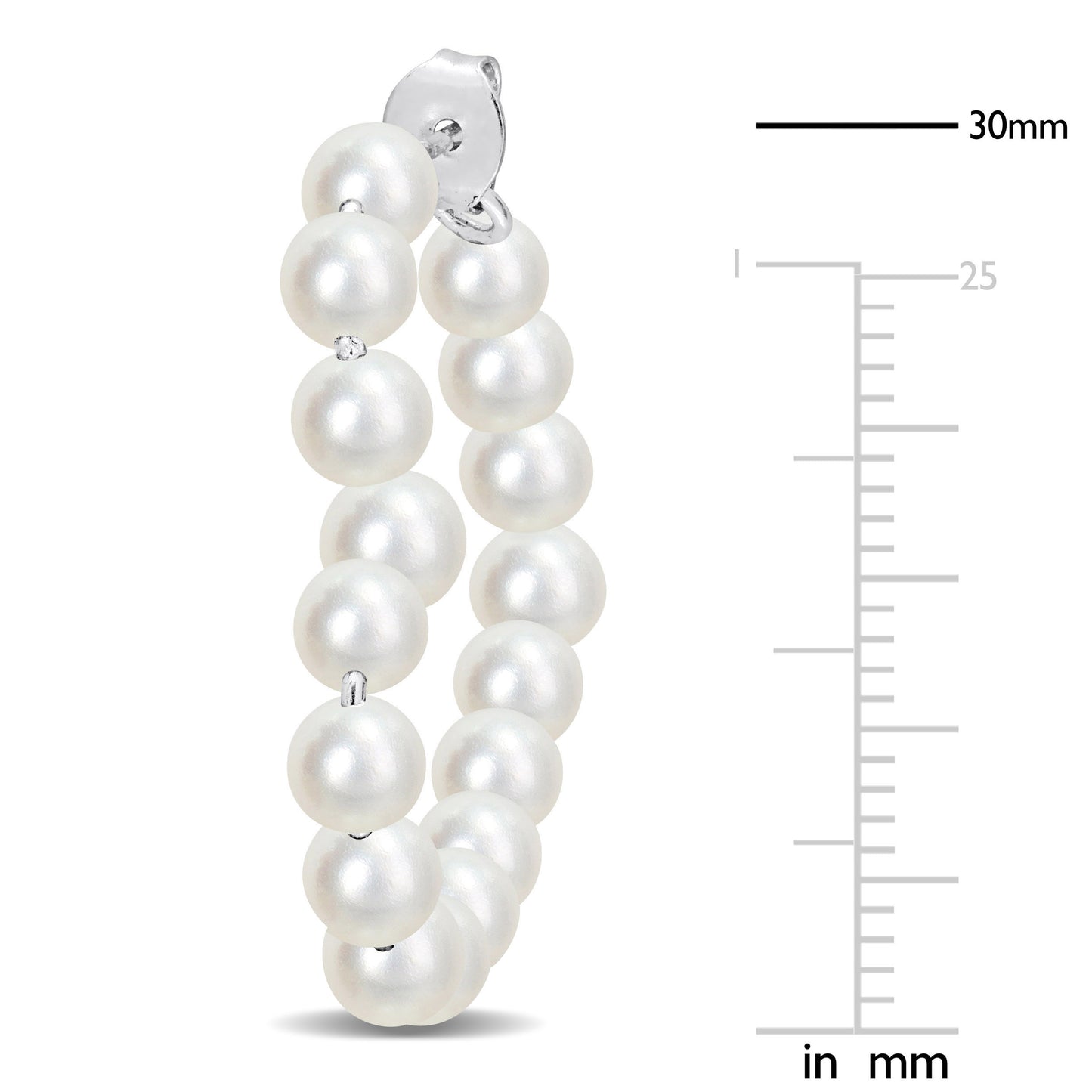 4.5-5mm Cultured freshwater pearl open heart hoop earrings in sterling silver