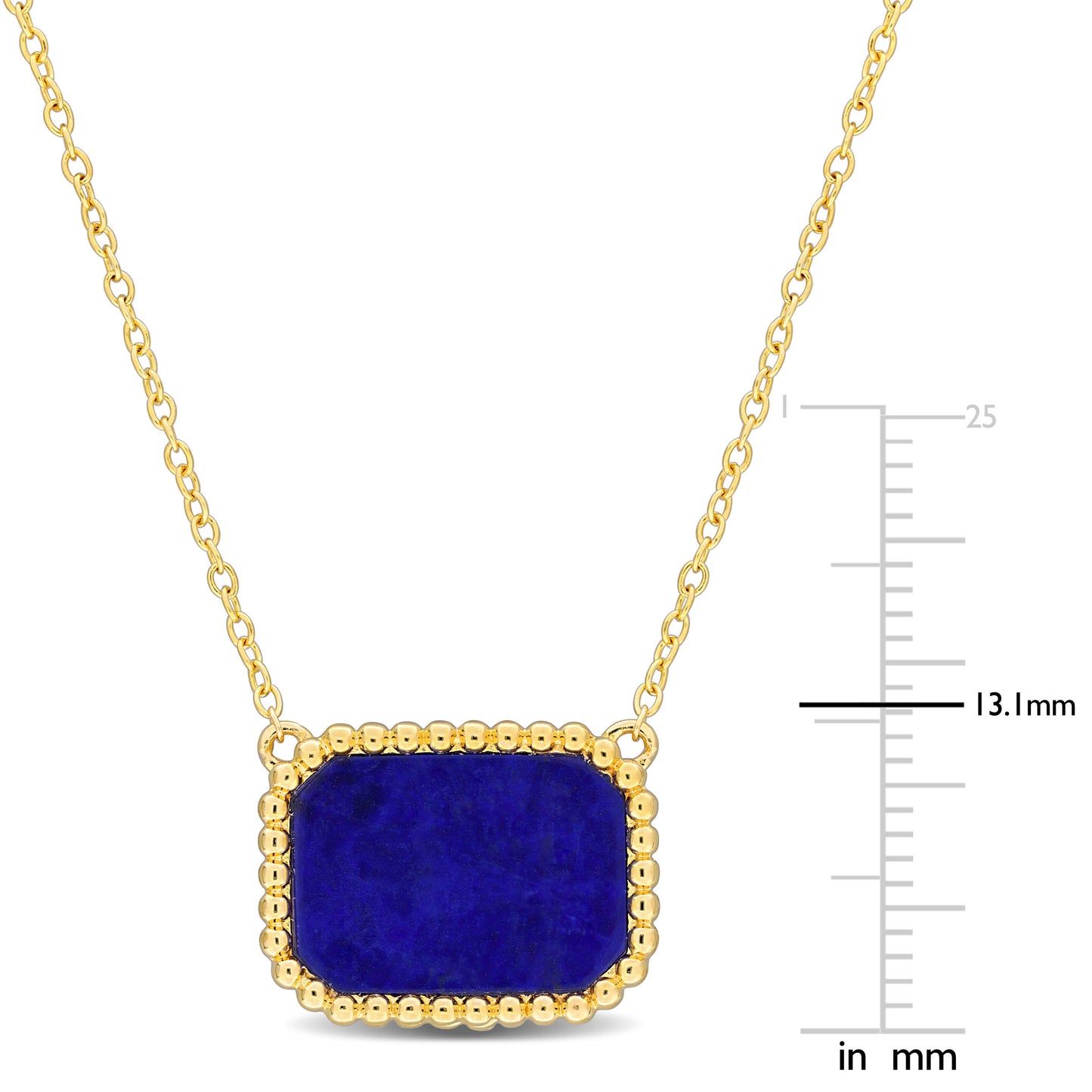 5 CT Octagon Cut Gemstone Necklace with Silver Chain