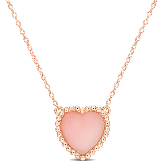 5 CT TGW Pink Opal Necklace With Chain Pink Silver Length (inches): 17