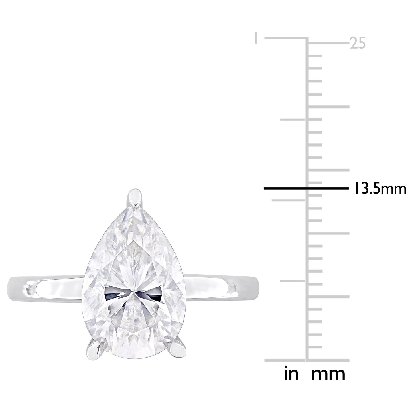 3 ct Dew Pear Shape created moissanite-white fashion ring silver