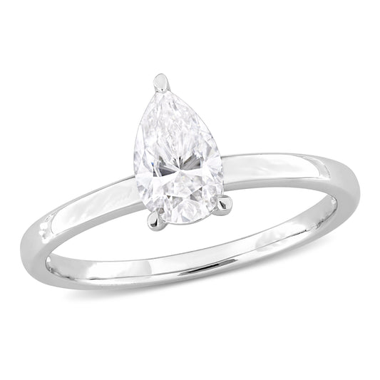 1 ct Dew Pear Shape created moissanite-white fashion ring silver